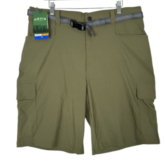 Orvis Men's Cargo Shorts with Belt Olive Green Size 36 Last Piece New with Tags - Picture 5 of 5